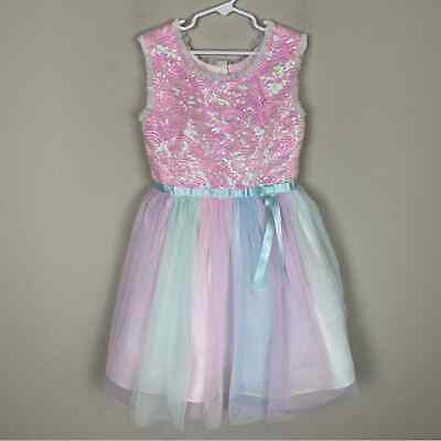 #ad #ad Jona Michelle Pink Sequin Tulle Pastel Party Dress Girls 7 $26.88