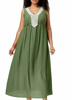 NY Collection Womens Dress Plus Maxi Crochet Trim Size 1X $39.60