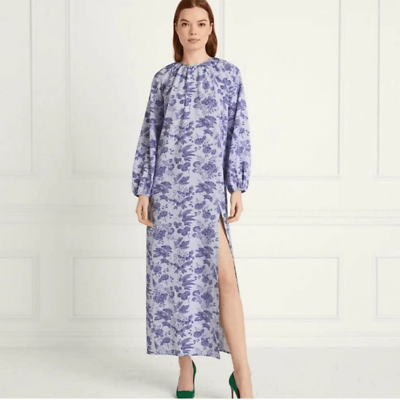 #ad Hill House The Simone Maxi Dress Lilac Tonal Floral Crepe Medium NWT $100.00