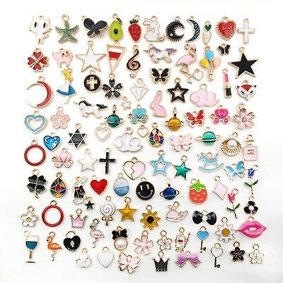 #ad Mixed Random Cute Enamel Charms Bracelet Necklace Jewelry DIY $3.99