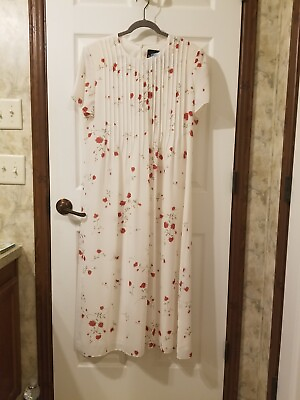 #ad Size 14p vintage Positive attitude white red floral maxi dress stain in armpit $14.90