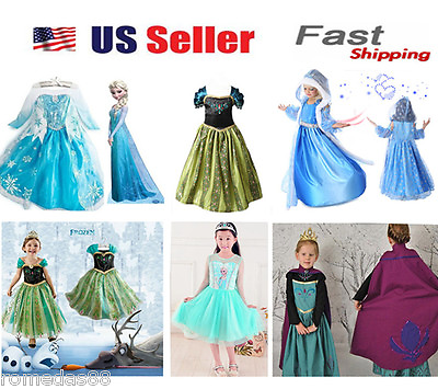 #ad Gorgeous Queen Elsa amp; Princess Anna Costume Cosplay Party Dress Up $19.98