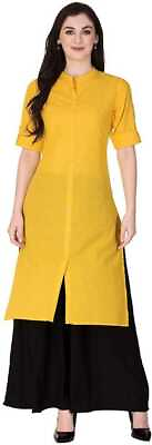 #ad Ethnic Full Stitched Free Shipping Yellow Rayon Cotton Kurta Skirt Salwar Kameez $76.49