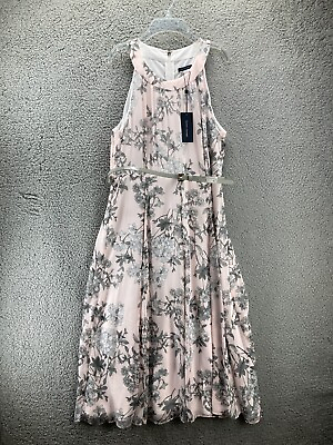 #ad Tommy Hilfiger Floral Sleeveless Maxi Dress 14 Belted Lined Halter MSRP $119 $36.00