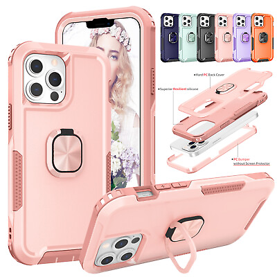Case For iPhone 13Pro Max 12 11 XS XR 8 7Shockproof Cute Ring Stand Phone Cover $11.51