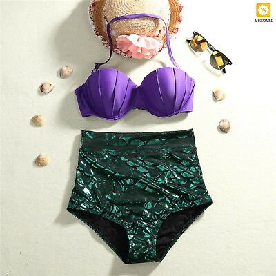 #ad Mermaid Swimsuit Women Sexy Swimwear Cosplay Bathing Suits Underwire Push Up Set $25.99