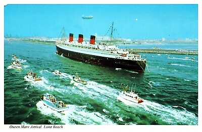 Long Beach California Queen Mary Arrival 1967 Ocean Scenic Chrome Postcard $3.20