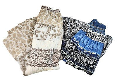 #ad BOHO Prarie Maxi Skirts Women’s Petite SM Tiered Cotton Elastic Waist Elements $31.99