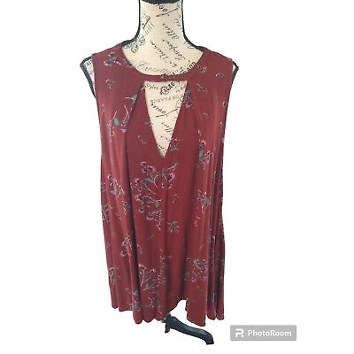 #ad Free people boho large sleeveless floral tunic mini dress $29.99