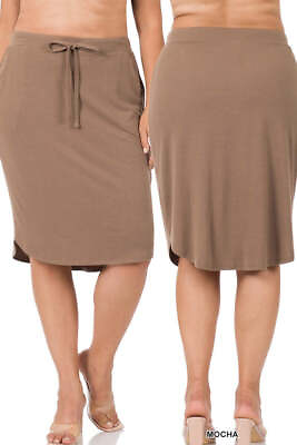 #ad ZENANA Plus Size Self Tie Tulip Hem Skirt with Side Pockets $72.50