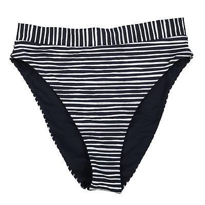 #ad Hurley Womens Bikini Bottoms High Waist Reversible Black White Stripes L Xl New $19.99