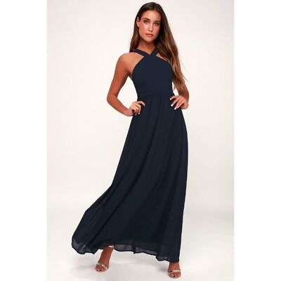 #ad Lulus Air of Romance Navy Blue Maxi Dress Size Small $29.99