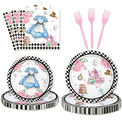 #ad Alice Birthday Party Supplies Onederland Tea Party for Girls Kids Plates Napk... $24.90