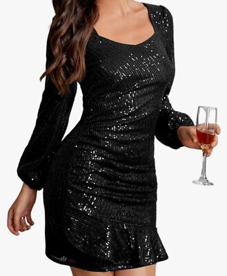 #ad Women#x27;s Sequins Cocktail Dresses Party Mini Dress Evening Dress Wedding Size S $29.75