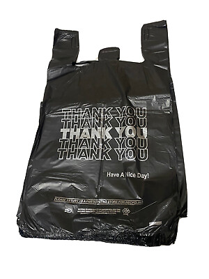 #ad Bags 1 6 Black 21 x 6.5 x 11.5 quot;Thank Youquot; T Shirt Plastic Grocery Shopping Bags $17.99