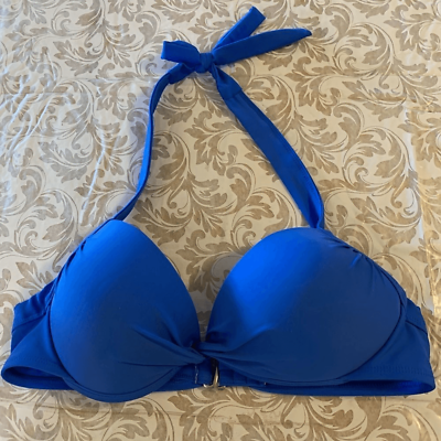 #ad Tahiti Swimsuit Bikini Push Up Padded Underwire Blue Size Medium $16.00
