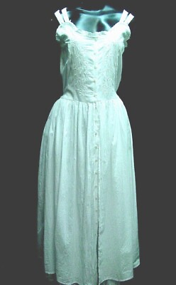 #ad Sundress Chemise Vintage Victorian Style Boho Dress All White Cotton S XL $48.00