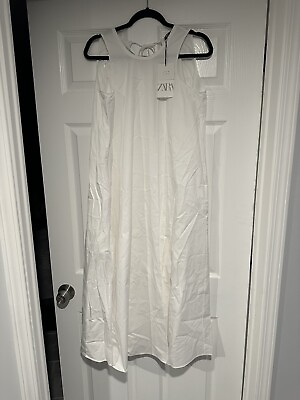 #ad NWT Women’s Zara Long White Cotton Dress Size XS Originally $50 $24.99