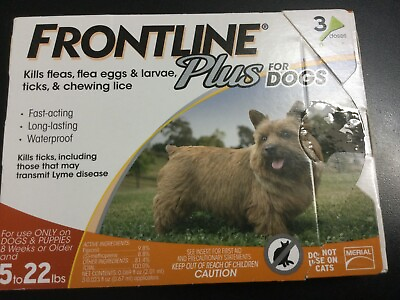 Frontline Plus for Dogs 5 22 lbs 3 pk EPA Approved 7001 $25.00