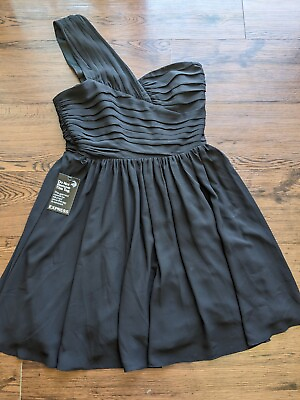 #ad Express Junior Girls Solid Black Cocktail Party Dress One Strap size 6 $21.00