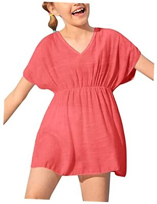 #ad Girls Swimwear Cover Ups Kids Beach Bathing Suit Coverups 6 8 Years 01 Red $35.43