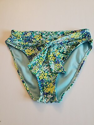 #ad Mamp;S Size 10 Green Yellow Blue Floral Bikini Bottoms GBP 5.00