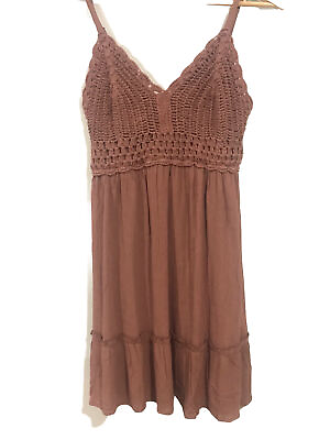 #ad Blush Sun Dress Crochet Gussy Beach Costal Dusty Brown Size XL Junior $14.00