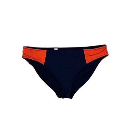 Athleta Womens Navy Blue Bright Orange Bikini Bottoms Full Coverage Size Large $12.60