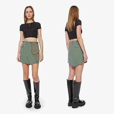 #ad NWT Mother The G.I. Jane Frayed Cargo On The Double Green Mini Skirt $165.75