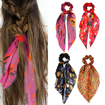 Boho Girls Printed Ponytail Scarf Bow Elastic Hair Tie Band US NEW FASHION $1.74
