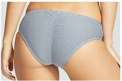 #ad Xhilaration Women#x27;s Size XL Navy Blue White Stripe Cheeky Bikini Bottom $5.00