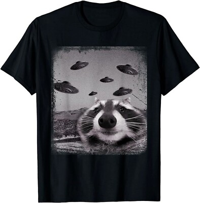 #ad Alien UFO Racoon Meme Funny T Shirt $7.89