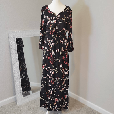 #ad Style amp; Co Women#x27;s Floral Maxi Dress 3 4 Sleeve Size M $29.00