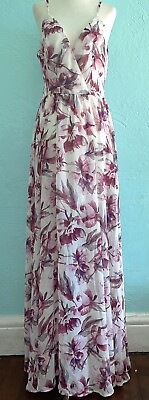 Windsor Chiffon Floral Maxi Dress Anthropologie Free People Large Defect $14.99