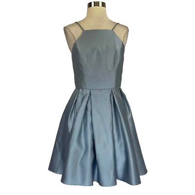 #ad Women#x27;s Cocktail Dress by AQUA Size 4 Blue Satin Sleeveless Fit and Flare Mini $59.99