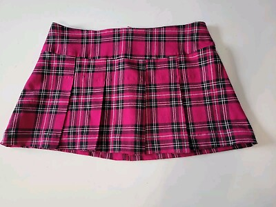 #ad Sirens Plaid Y2K Punk Grunge Micro Pleated Skirt Pink M $22.30