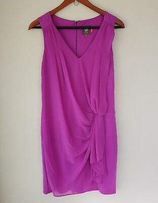 Vince Camuto Women#x27;s Fuchsia Sleeveless Cocktail Dress Size 4 $32.09