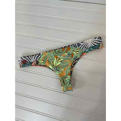 #ad Maaji Womens Bikini Swimwear Bottom Multicolor Mixed Print High Cut Size S $35.00