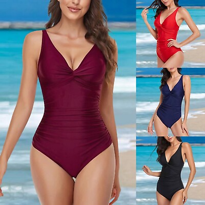 Womens Bikini Piece Swimsuit Solid Colour Backless Fashion Sexy Swimsuit $19.71