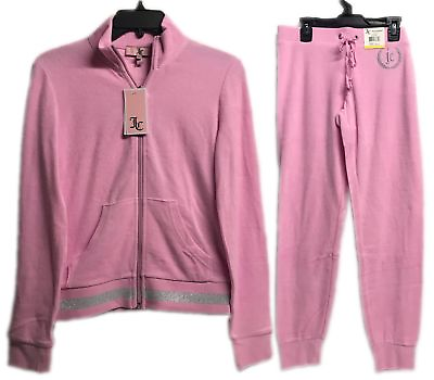 Juicy Couture Micro Terry Tracksuit Set 2 Piece Jacket amp; Pants Bubble Pink New $59.99