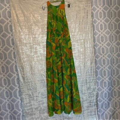 #ad Vintage Maxi dress halter green boho hippie maxi sleeveless see measurements $68.00