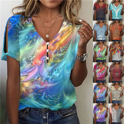 #ad Plus Size Womens Summer Tops Blouse Ladies V Neck Short Sleeve Tee T Shirts Tops $9.99