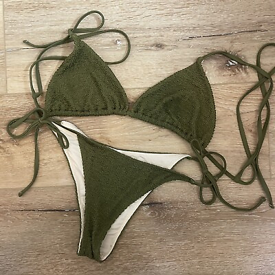 #ad #ad Wanderlust Bikini Green Set Size Xl WANDERLUST BIKINI Beach Swim Tie Sides $70.40