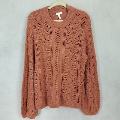NEW Leith Nordstrom Plus Size 2X Chunky Open Knit Pullover Sweater Brown $49.99