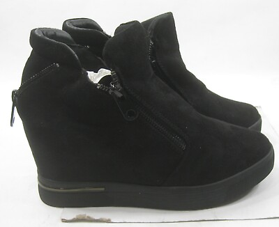 #ad new Black 4quot;hidden Wedge Heel Round Toe zip up Ankle Boots Size 8.5 $11.69