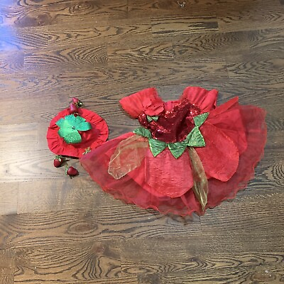 #ad Girls Strawberry Shortcake Costume Handmade Hat Fits Like 3T $14.36