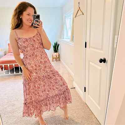 #ad Anthropologie Pink Floral Maxi Dress XS $130.00