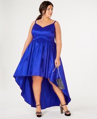 B Darlin Women#x27;s Trendy Plus Size High Low Dress Blue Size 24 $49.50