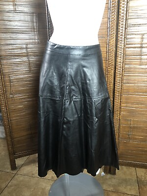 #ad Vintage Style Long Pleather Black Maxi Skirt Sm Grunge Y2k Gothic 90s Vampy Moto $9.80