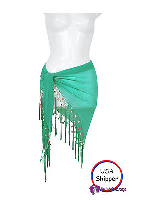 #ad 1 World Sarongs Sheer Sarong in Turquoise Green Beach Cover Up Wrap Skirt $13.99